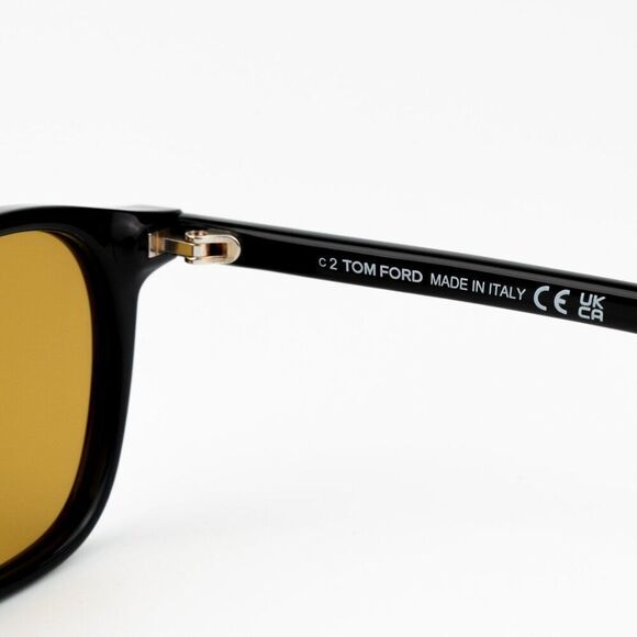 NEW Tom Ford FT0978-D/S Eco 01E Shiny Black Light Brown Square Unisex Sunglasses - Picture 9 of 12